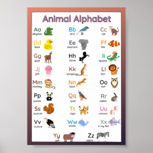 Affiche de tableau mural alphabet animal pour enfa