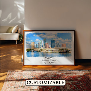 Affiche de Tampa Floride, Aquarelle, Sur mesure