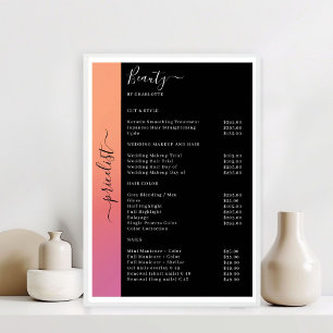 Affiche de tarification de salon Ombre, Rose, Oran