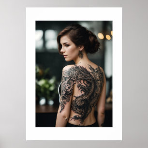 affiche de tatouage de fille