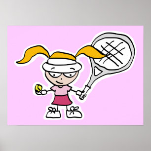 Affiche de tennis avec dessin de la joueuse de ten