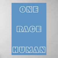 Affiche de texte de citation humaine Blue One Race