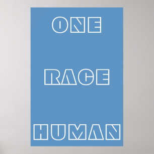 Affiche de texte de citation humaine Blue One Race