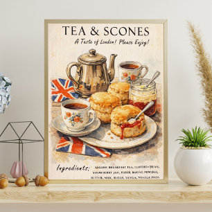Affiche de thé et de scones   Art de l'heure du th