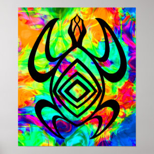 Affiche de Tiedye de symétrie de tortue