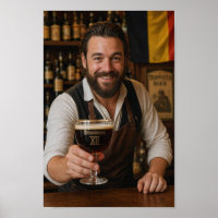 Affiche de toast de bienvenue du barman belge chal