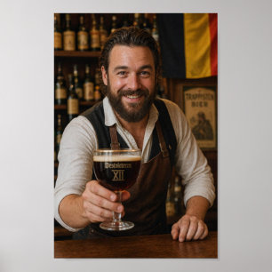 Affiche de toast de bienvenue du barman belge chal