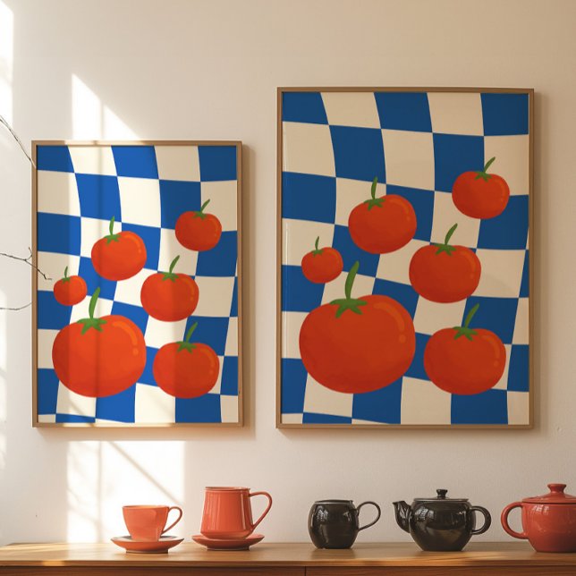 Affiche de tomate à damier bleu (Créateur téléchargé)