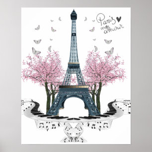 Affiche de Tour Eiffel d'intrigue amoureuse de