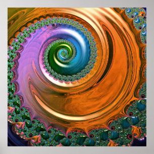 Affiche de tourbillon de Mandelbrot orange