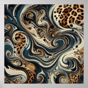 Affiche de tourbillon de motif léopard abstrait