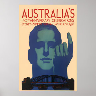 Affiche de train d'Australie 1938 150e anniversair