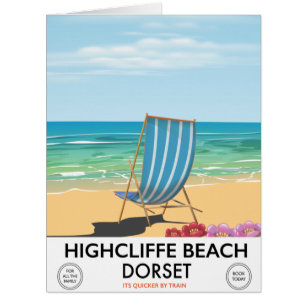 Affiche de train vintage de Highcliffe Beach, Dors