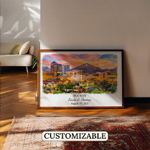Affiche de Tucson Arizona, Aquarelle, Sur mesure