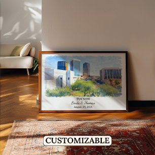 Affiche de Tucson Arizona, Aquarelle, Sur mesure