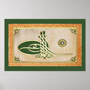 Affiche de tughra de sultan de tabouret