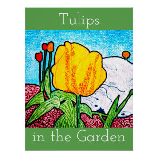 Affiche de tulipes dans le jardin