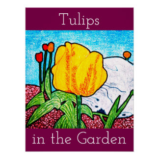 Affiche de tulipes dans le jardin