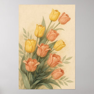 Affiche de tulipes de jardin printanier et de flor