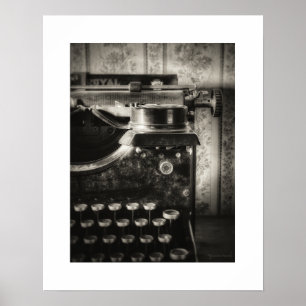 Affiche de typewriter vintage sépia
