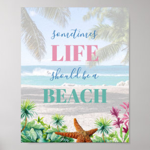 Affiche de typographie de plage de vie