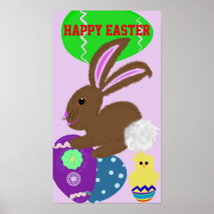 Affiche de vacances de Pâques aux oeufs du Lapin d