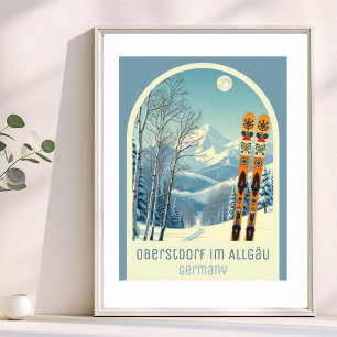 Affiche de vacances de ski à Oberstdorf im Allgäu