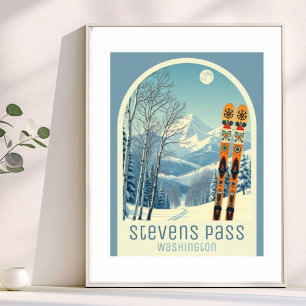 Affiche de vacances de ski à Stevens Pass Washingt