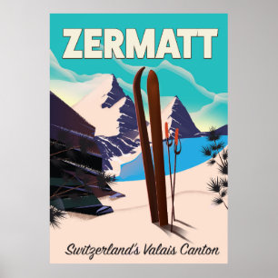Affiche de vacances de ski à Zermatt