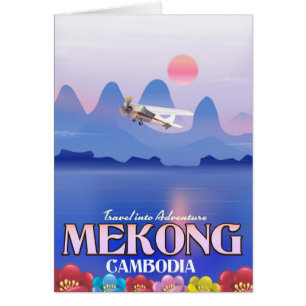 Affiche de vacances sur le fleuve Mekong Cambodge