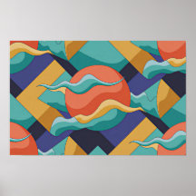 Affiche de vagues géométriques abstraites