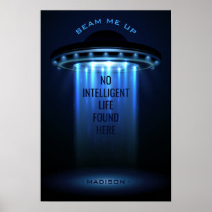 Affiche de vaisseau spatial UFO de texte personnal
