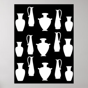 Affiche de vases et pots grecs antiques blancs fun