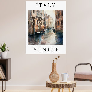 Affiche de Venise à l'aquarelle en Italie