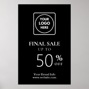 Affiche de vente finale noire Rabais en magasin