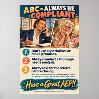 Affiche de vente Medicare ABC Soyez Toujours Confo