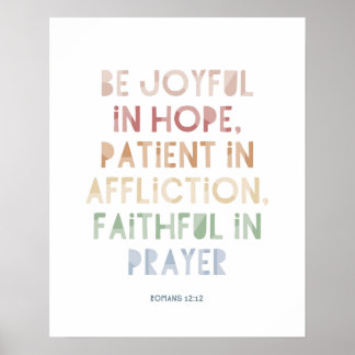Affiche de verset biblique Romains 12:12 Soyez Joy
