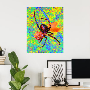Affiche de veuve noire araignée mangeant