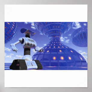 Affiche de ville de robot