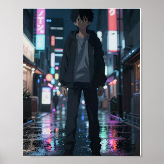 Affiche de ville néon animée cinématique 