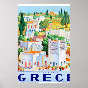 Affiche de Vintage voyage d'Andros Grèce