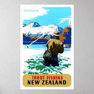 Affiche de Vintage voyage de la Nouvelle Zélande