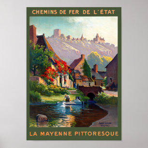 Affiche de Vintage voyage reconstituée par Mayenne