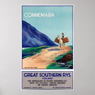 Affiche de Vintage voyage restaurée du Connemara e
