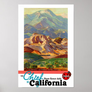 Affiche de Vintage voyage restaurée en Californie