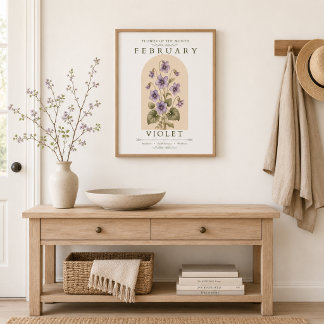Affiche de violette, fleur de naissance de février