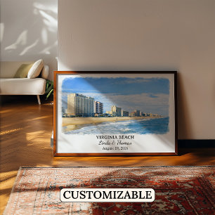 Affiche de Virginia Beach Virginia, Aquarelle, Sur