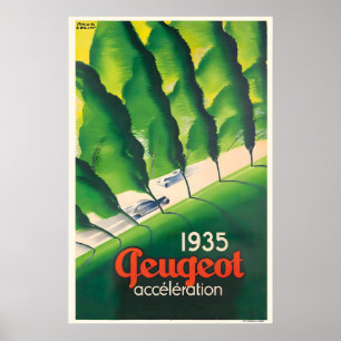 Affiche de voiture ancienne Peugeot Automobile 193