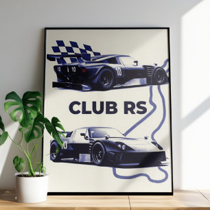 Affiche de voiture de course Vintage Club RS – Rét