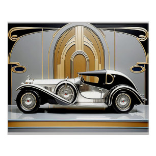 Affiche de voiture de style Art Déco des années 19